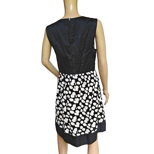 Leifnotes Black White Polka Dot Sleeveless Midi Dress Anthropologie Size 12