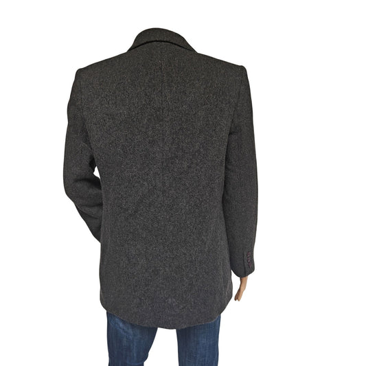 Eddie Bauer Petite XS Wool Blend Angora Blazer Coat Charcoal Gray Vintage Made in Hong Kong