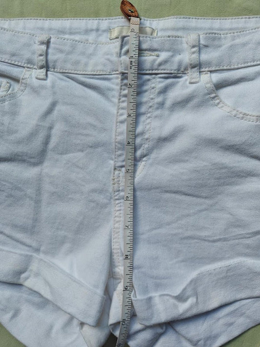 H&M White Denim High Rise Cuffed Shorts Women’s Summer Casual Jean Shorts
