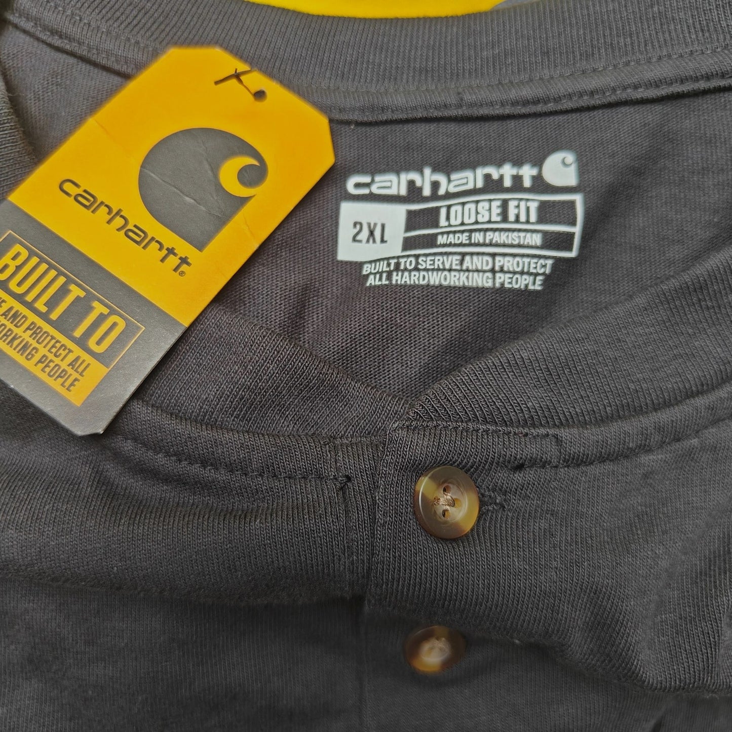 Carhartt Men’s Loose Fit Pocket Henley Shirt NWT – Black 2XL Short Sleeve Workwear