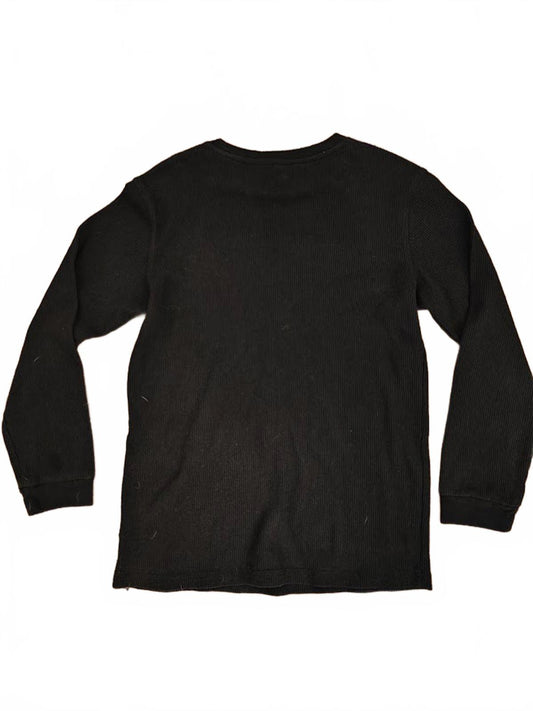 Old Navy Black Waffle Knit Long Sleeve Black Shirt
