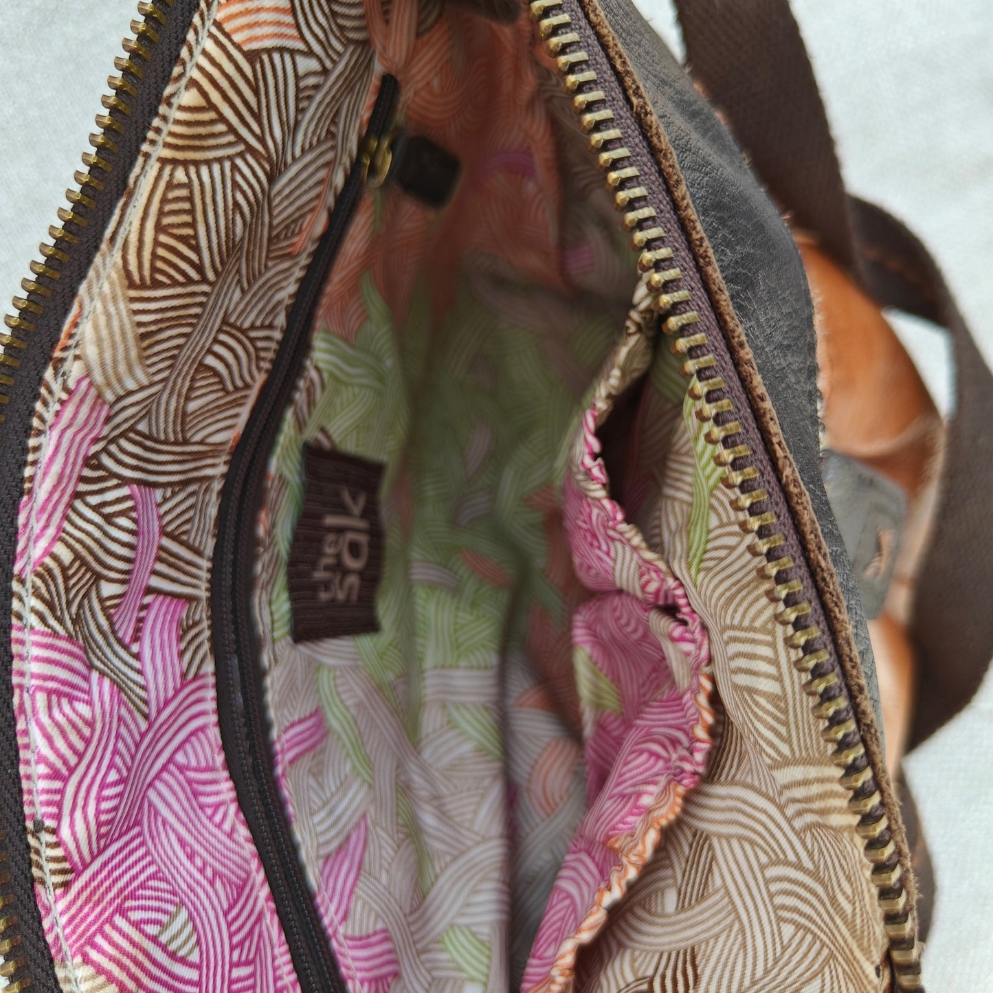 Sakroots The Sak Leather Crossbody Bag Brown Boho Adjustable Strap Small