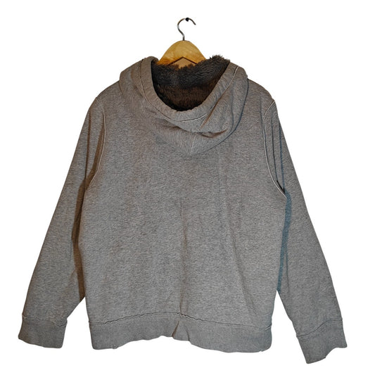 Aeropostale Sherpa Lined Zip Hoodie Gray Logo Est 1987 Size L/G