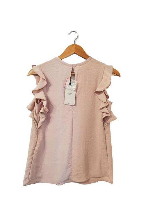 Bershka Light Pink Ruffle Sleeve Top | Size XS