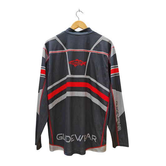 Cabela’s Guidewear Men’s Quarter Zip Pullover Gray Red Black Fishing Shirt L