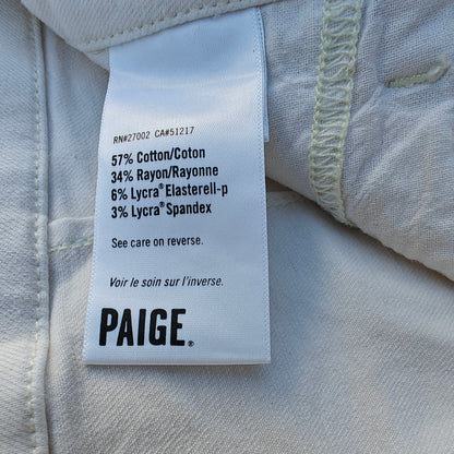 Paige Mayslie-Style White Denim Joggers Sz 28 High Rise Elastic Cuffs
