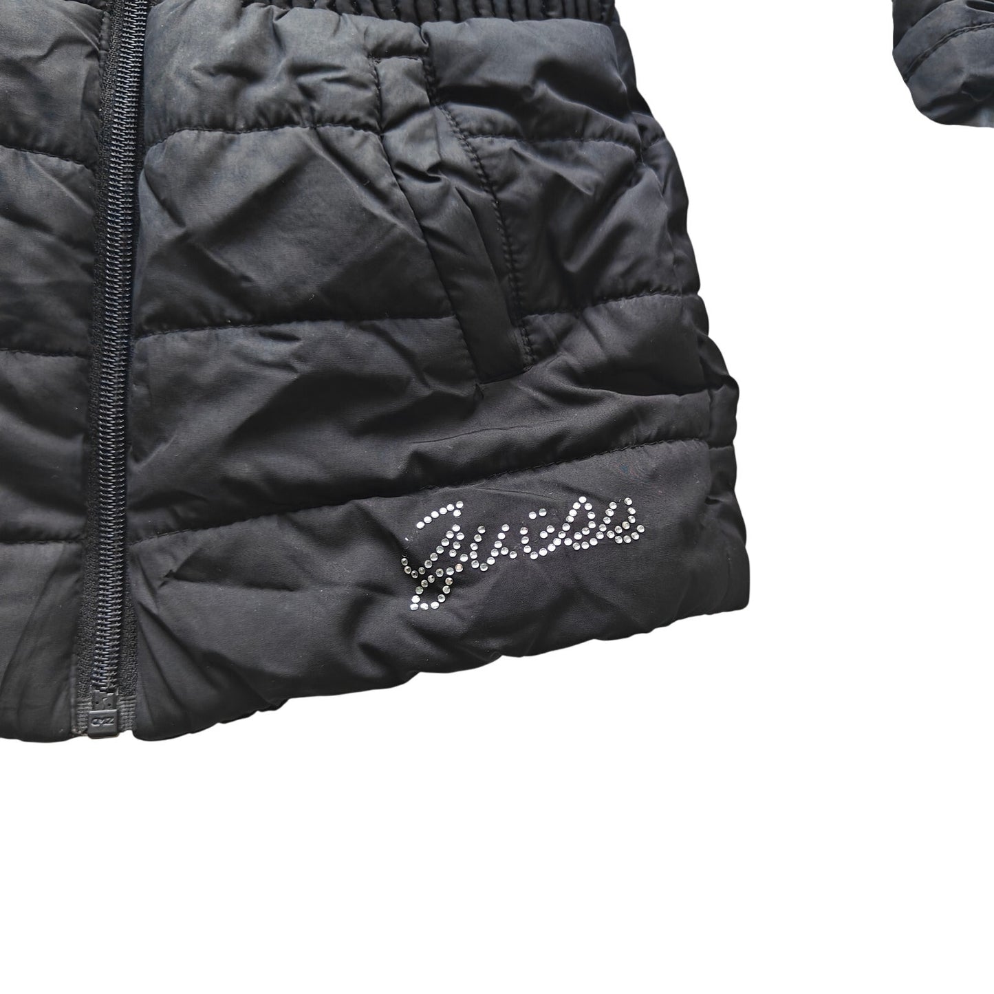GUESS Girls Black Puffer Jacket Faux-Fur Hood Quilted Warm Winter Coat
