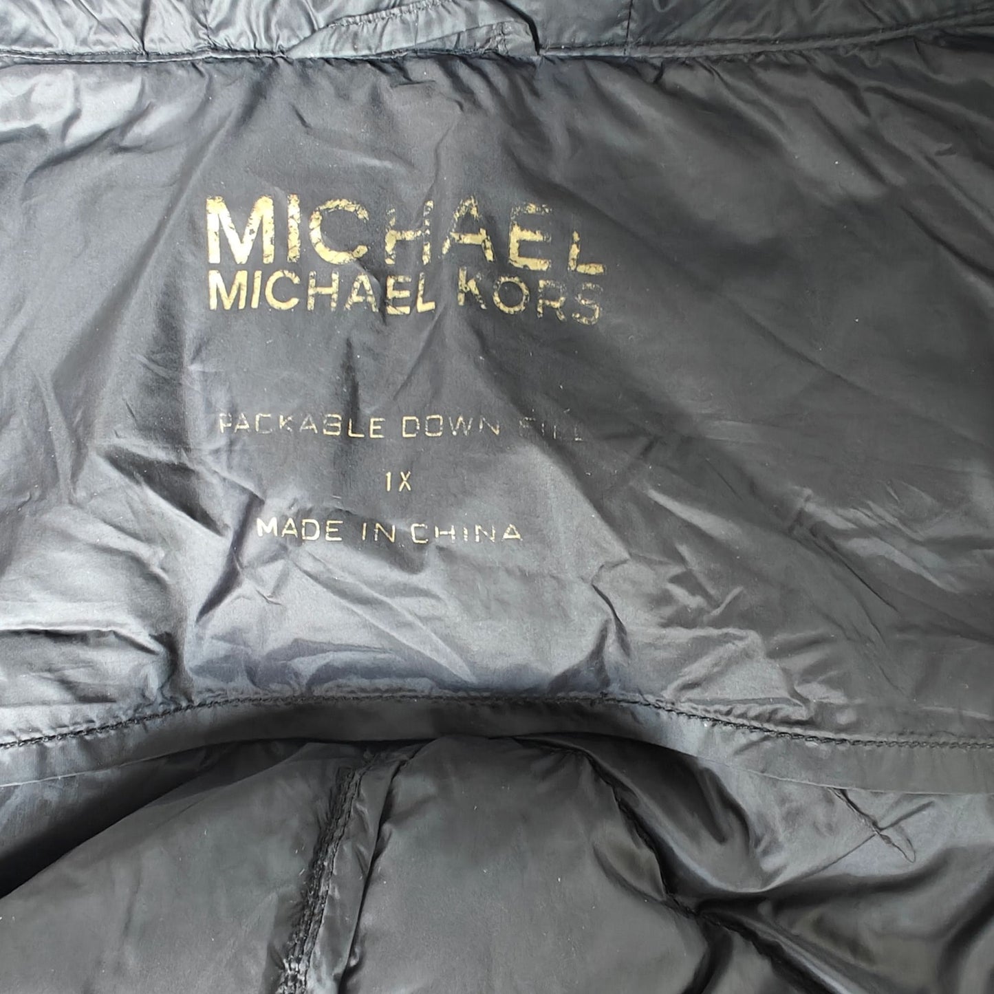 Michael Kors Packable Down Puffer Coat Black Hooded Long Jacket Women’s 1X Plus Size