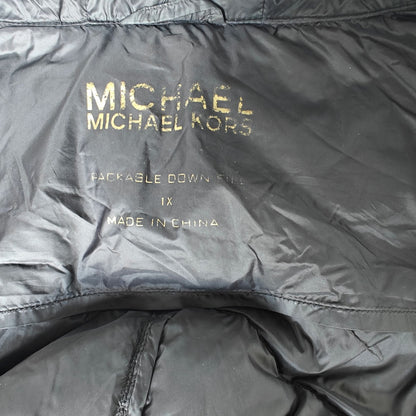 Michael Kors Packable Down Puffer Coat Black Hooded Long Jacket Women’s 1X Plus Size