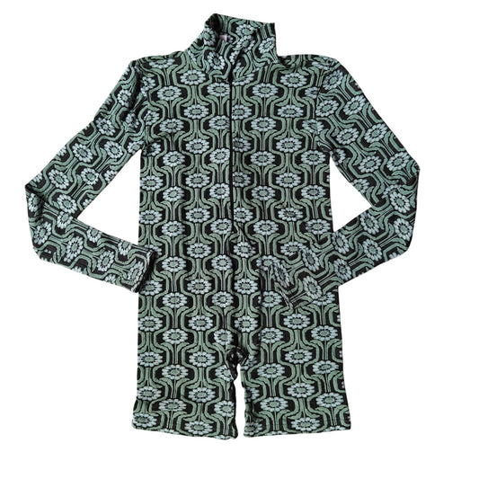Urban Outfitters Retro Patterned Long Sleeve Zipper Onepiece Romper S