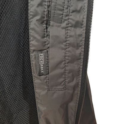 Columbia Men’s Hooded Rain Jacket Black/Gray Lightweight Windbreaker – Size L