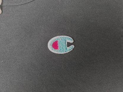 Champion Black Crop Tee With Pink/Blue Patch - Size M