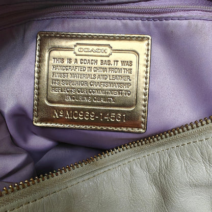 Coach Poppy Pocket Hobo 14681 – Ivory Leather Shoulder Bag, Gold Hardware, Double Front Pockets
