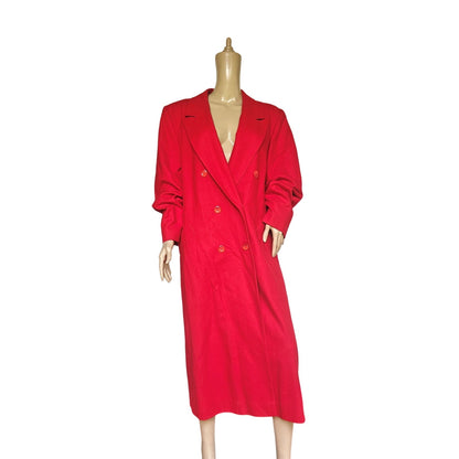 Pendleton 100% Virgin Wool Maxi Coat Red Double-Breasted Long Overcoat | Made in USA