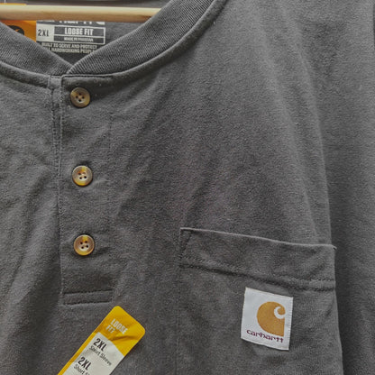 Carhartt Men’s Loose Fit Pocket Henley Shirt NWT – Black 2XL Short Sleeve Workwear