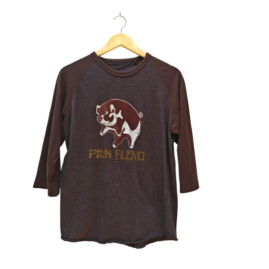 Pink Floyd “Animals” Pig Raglan Baseball Tee Brown/Heather 3/4 Sleeve Concert Graphic (Est. Men’s L)