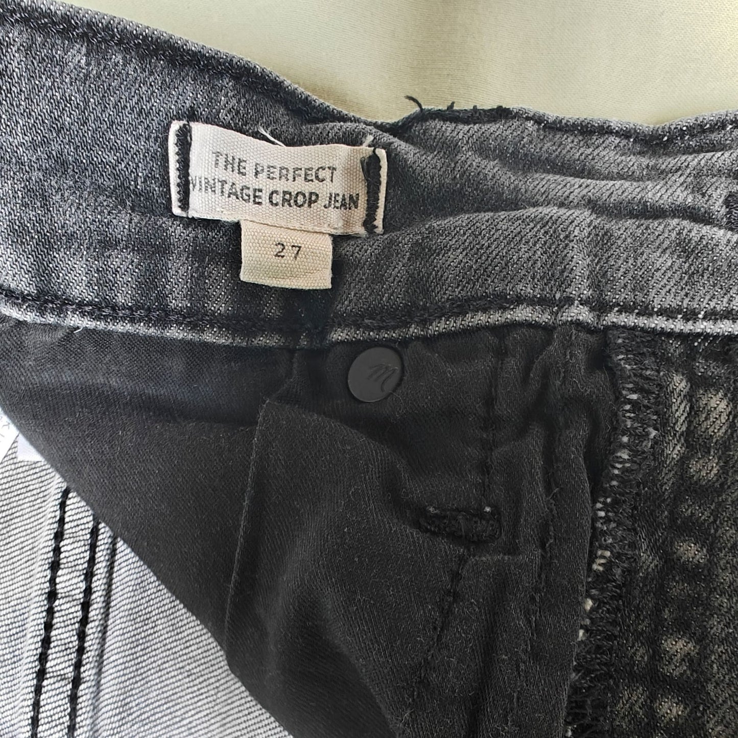 Madewell The Perfect Vintage Crop Jean – Size 27 High-Rise Ankle, Washed Black
