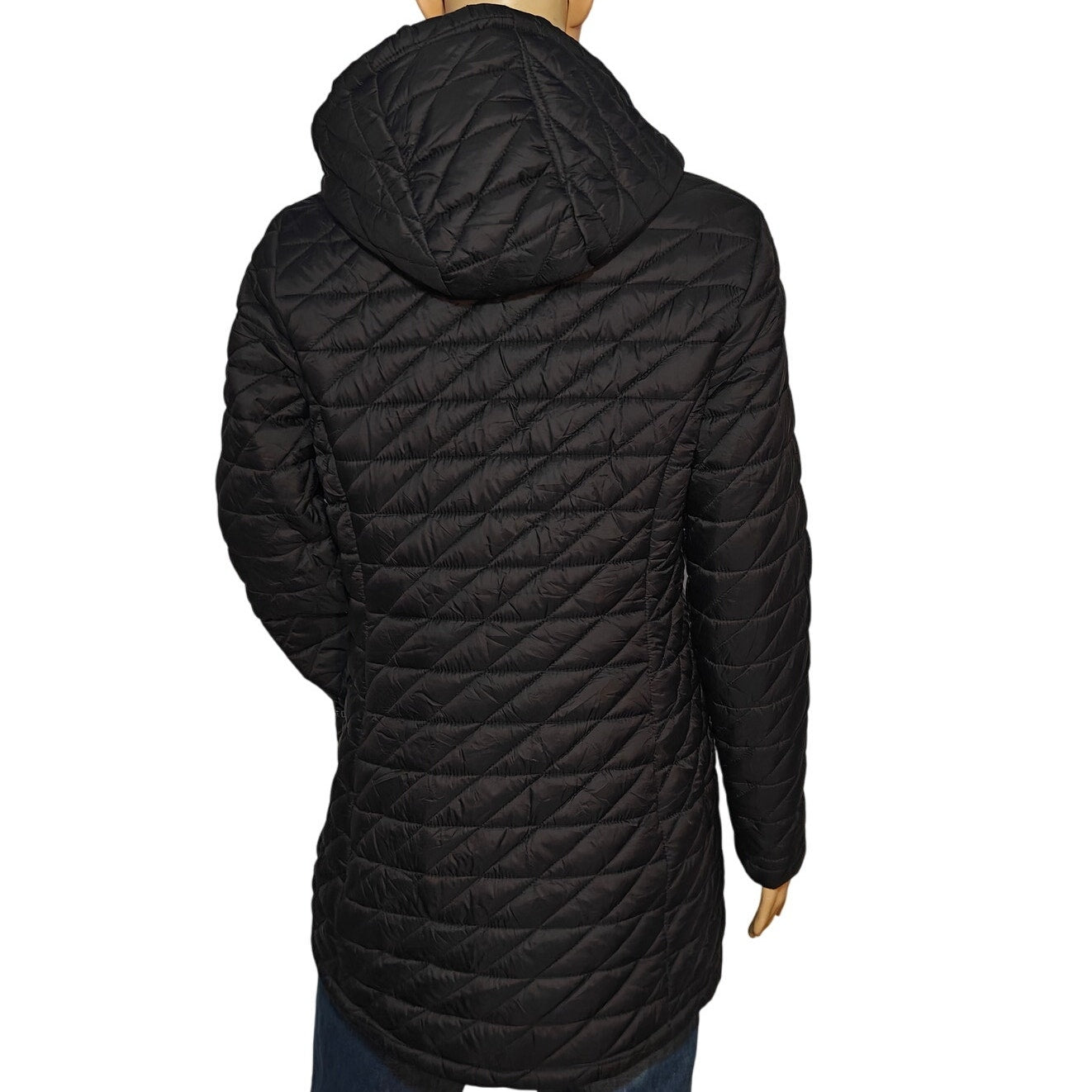 Free Country Black Quilted Hooded Long Puffer Jacket Women’s M