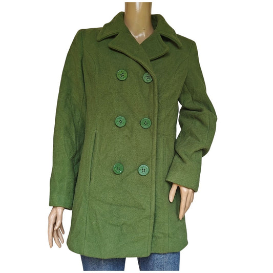 Centigrade Green Wool Blend Peacoat Women’s Double Breasted Winter Coat