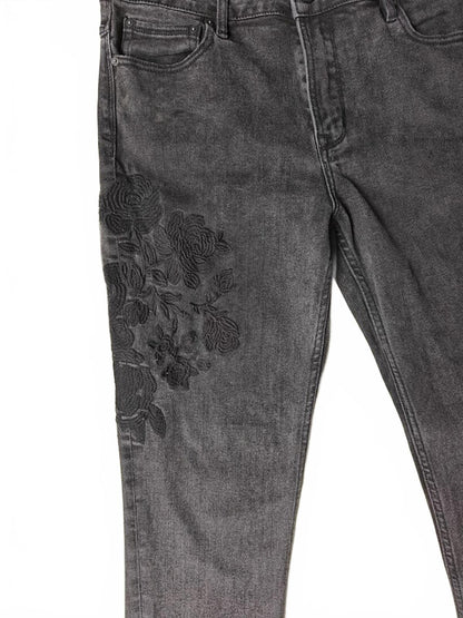 Guess Men's Slim Tapered Gray Embroidered Jeans - Size 36/32