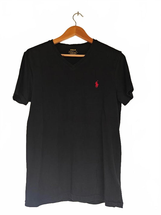 Polo Ralph Lauren Men’s Black V-Neck Slim Fit Tee Red Pony Logo Classic