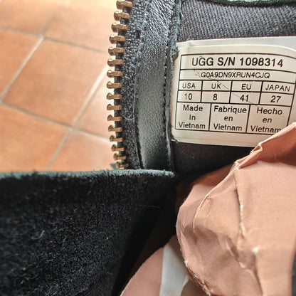 UGG Men’s Black Leather Ankle Boots Sz 10 Zip Buckle Chelsea Style