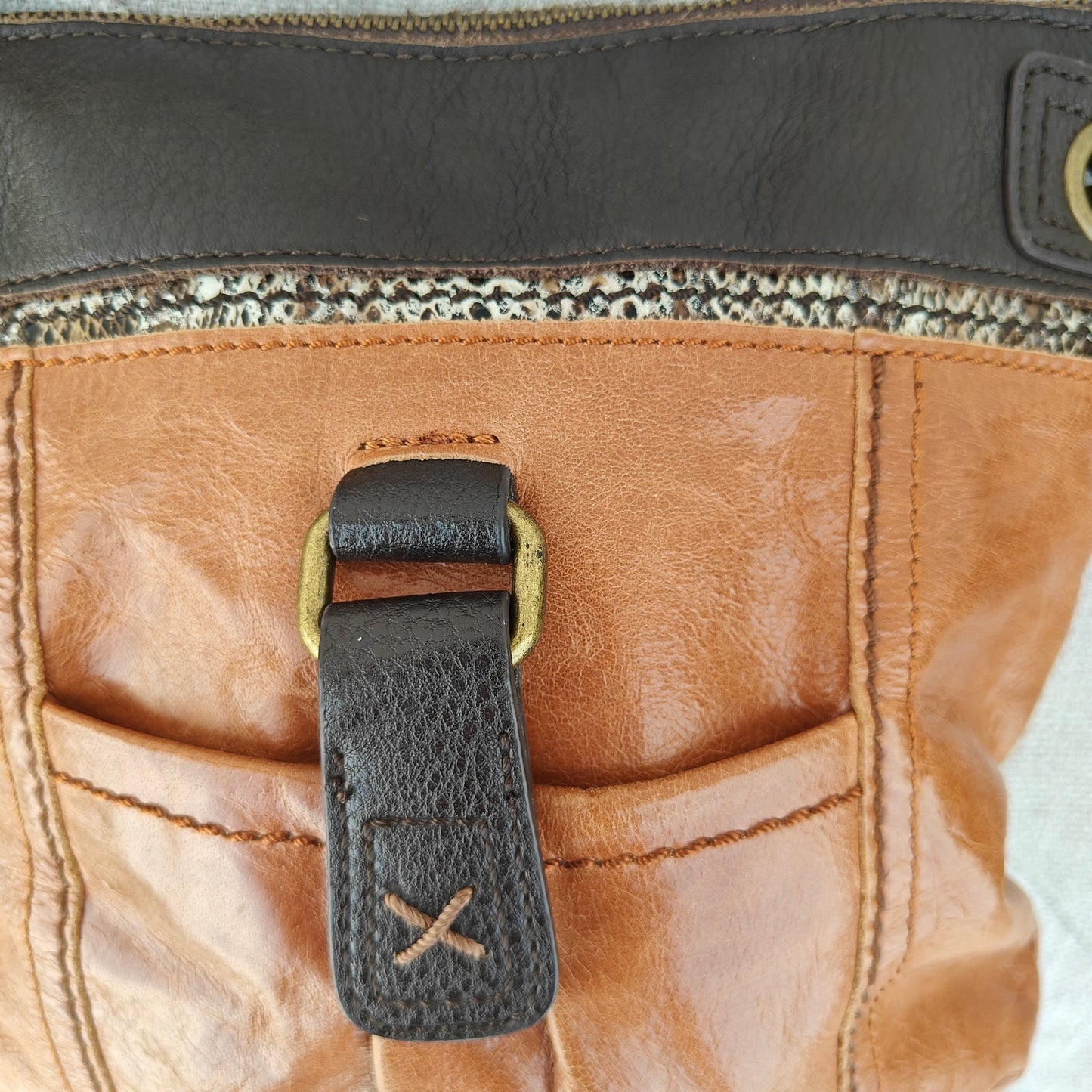 Sakroots The Sak Leather Crossbody Bag Brown Boho Adjustable Strap Small