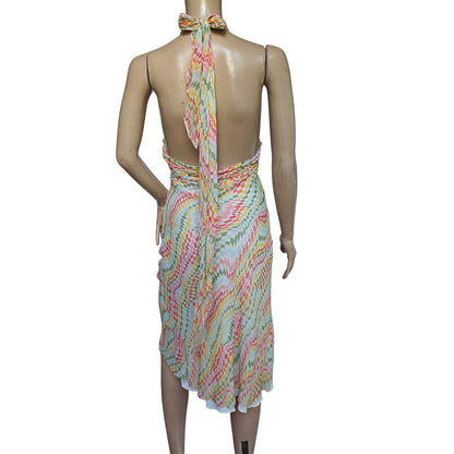 Diane von Furstenberg silk halter midi dress multicolor geometric print 8
