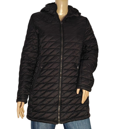 Free Country Black Quilted Hooded Long Puffer Jacket Women’s M