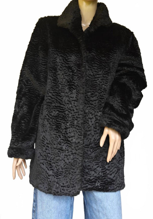 Vintage Betmar Faux Fur Black Coat - Size M