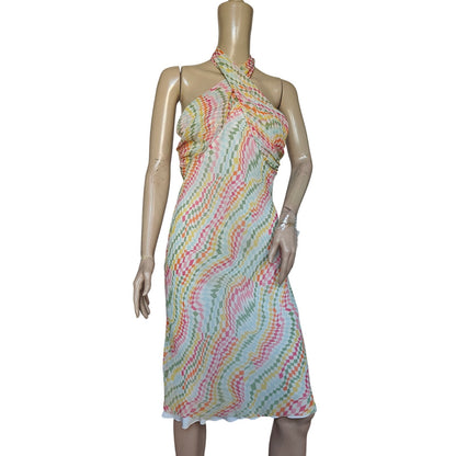Diane von Furstenberg silk halter midi dress multicolor geometric print 8
