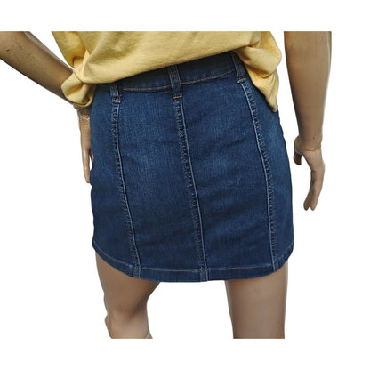 SO Button-Front Denim Mini Skirt Dark Wash Juniors 1/25W High Rise