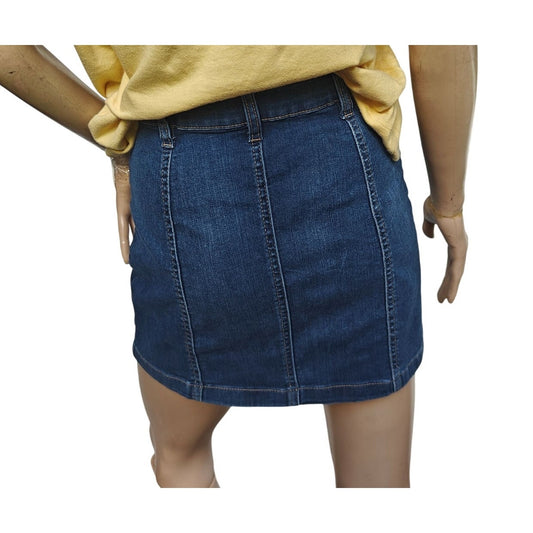 SO Button-Front Denim Mini Skirt Dark Wash Juniors 1/25W High Rise