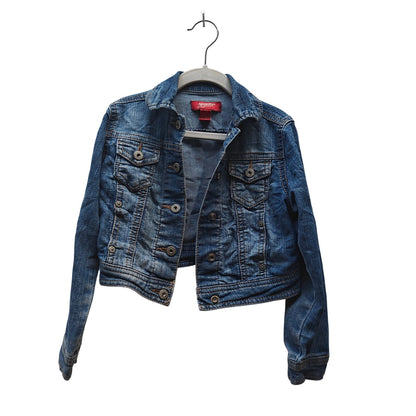 Arizona Jean Co kids denim jacket blue stretch trucker XS, medium wash