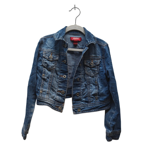 Arizona Jean Co kids denim jacket blue stretch trucker XS, medium wash