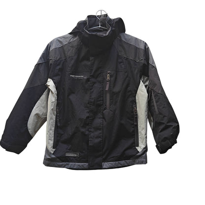 Free Country Kids Ski Jacket Black Gray Hooded Waterproof Winter Coat