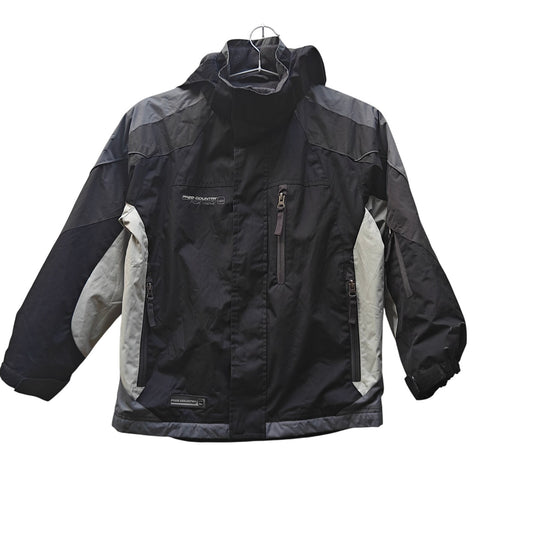 Free Country Kids Ski Jacket Black Gray Hooded Waterproof Winter Coat
