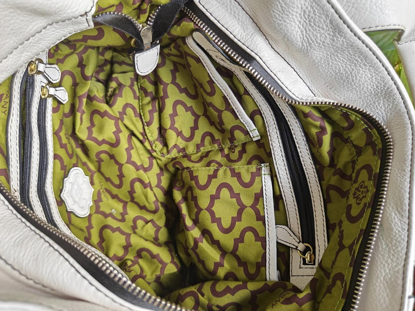 Oryany White Leather Shoulder Bag with Gold Hardware