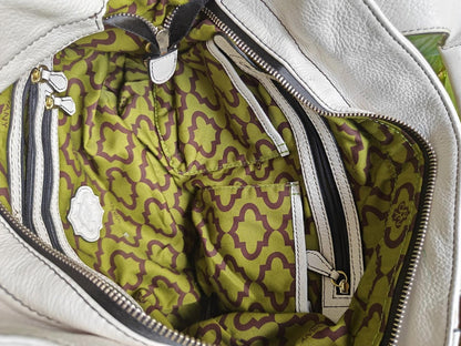 Oryany White Leather Shoulder Bag with Gold Hardware