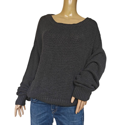 Pact Organic Cotton Waffle Knit Sweater Navy | Women’s M Crewneck