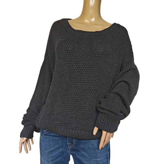 Pact Organic Cotton Waffle Knit Sweater Navy | Women’s M Crewneck