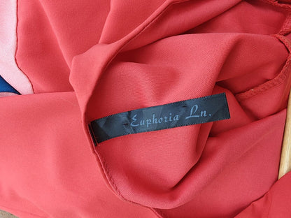Red Fit & Flare Color Block Dress - Size S