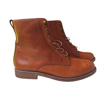 Madewell Brown Leather Lace-Up Combat Ankle Boots Women’s Size 10 Minimalist