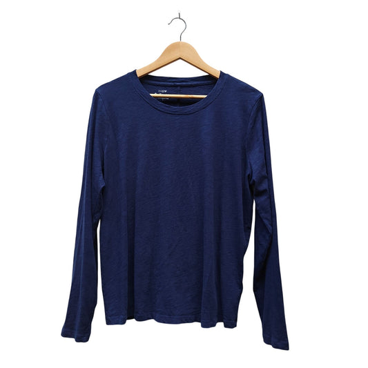 J.Crew Long-Sleeve Slub Cotton Tee Navy Crewneck Basic Staple