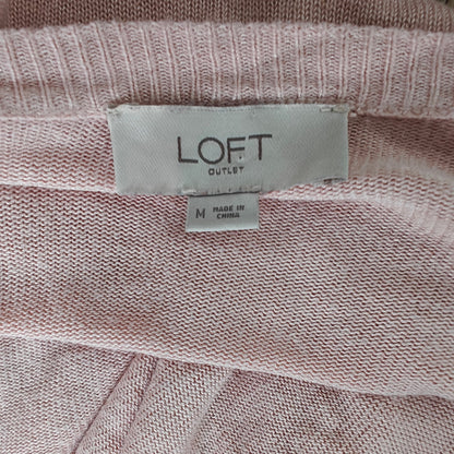 LOFT Outlet Pink Open-Front Cardigan Sweater M Lightweight Rayon