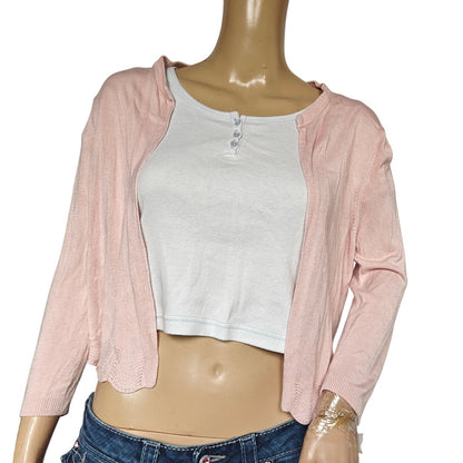 LOFT Outlet Pink Open-Front Cardigan Sweater M Lightweight Rayon