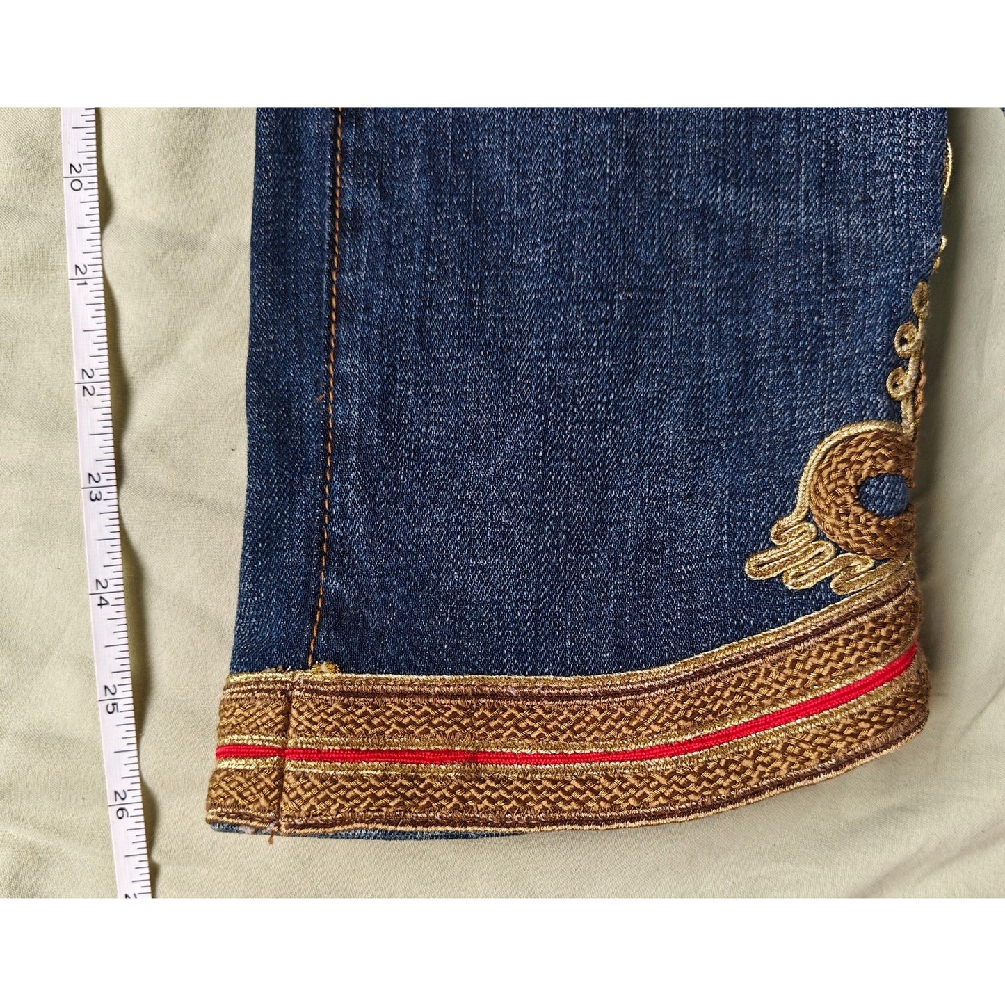 Polo Ralph Lauren Waverly Straight Crop Distressed Embroidered Jeans Sz 26