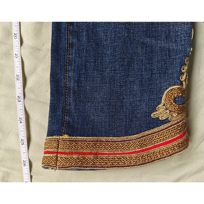 Polo Ralph Lauren Waverly Straight Crop Distressed Embroidered Jeans Sz 26