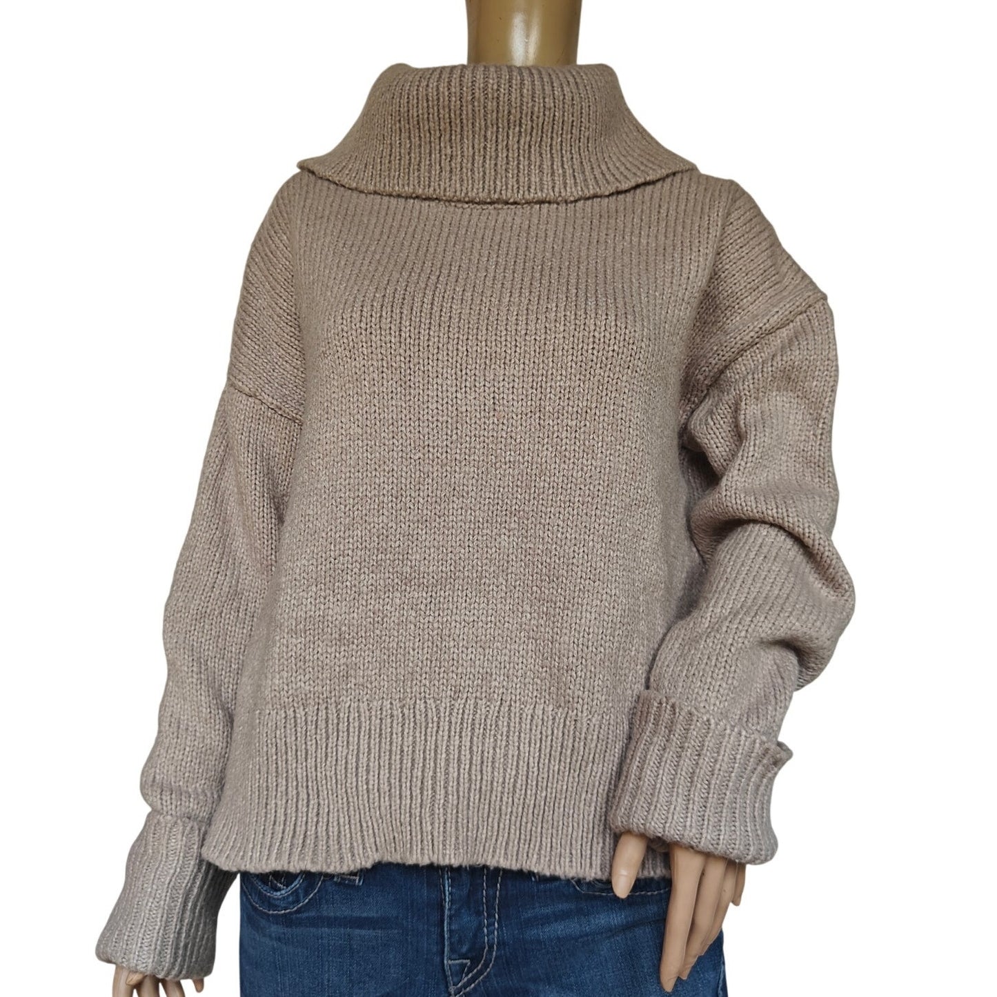 Banana Republic Chunky Turtleneck Sweater Women’s M Taupe Oversized Knit