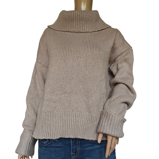 Banana Republic Chunky Turtleneck Sweater Women’s M Taupe Oversized Knit